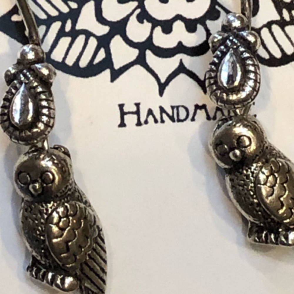 Silver Owl Earrings - Picture 4 of 8